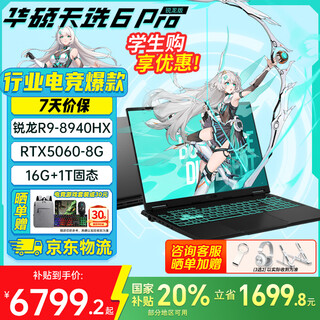 Asus tianxuan 6 pro ryzen edition 20% national subsidy 16-inch ryzen standard pressure r9hx independent graphics gaming laptop ryzen 9 8940hx/rtx5060/eclipse gray 16g+1t