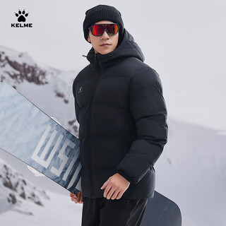 Kelme sports hooded cotton jacket winter new heat storage warm cotton jacket thickened fashionable bread jacket agate black xl