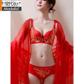 Modal's zodiac year is horse, new year's day, big red suit, women's adjustable push-up bra, wedding bridal bra, phoenix style suit, 80b 36, thin at the top and thick at the bottom