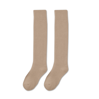 Shi socks calf socks women's long-tube autumn and winter knee-high cotton socks thickened and warm black tall terry socks solid color solid color terry calf socks 33cm camel 1 pair one size