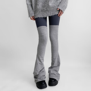 Night classroom winter leg covers over the knees autumn and winter gray long-tube horned wide-leg socks covers extra long black socks women gray one size