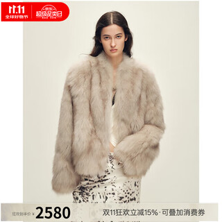Fu zhien's fashionable o'neill, fashionable, exquisite and elegant two-color wrap-around stand-up collar, dropped shoulders, short fox fur coat, roumika s