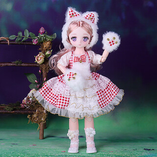 Shantou lincun 30cm cartoon face wedding dress princess doll loli girl internet celebrity maid costume doll girls children toy ornament galli cat 30cm cartoon face bag (_free accessories gift pack)