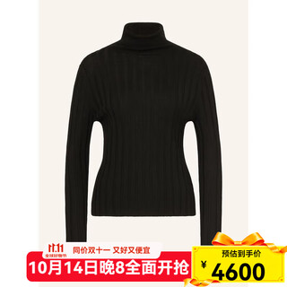 Allude women's sweater warm slim vertical strip autumn and winter daily simple 25 new temperament pullover sweater black one size | xl