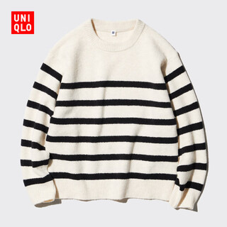 Uniqlo children's clothing boys and girls souffle yarn souffle sweater/long-sleeved sweater 473329 01 milky white 110