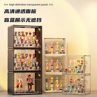 Omanti blind box storage display stand household dust-proof container figure display cabinet animation doll ornaments large storage box magnetic stripe figure box black four layers