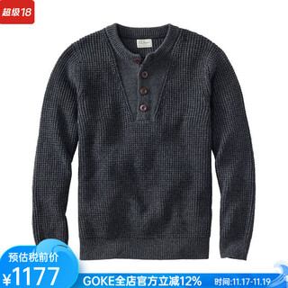 L.l.bean men's sweater waffle henry shirt autumn and winter warm, soft and comfortable middle-aged and old dad pullover fashion black faded black s suitable for net bust 97-105cm