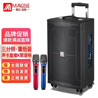Malone outdoor audio bluetooth live broadcast k song square dance portable trolley speaker high power subwoofer with sound card wireless microphone amplifier m-9112 inch standard + dual microphone + gift ultimate edition