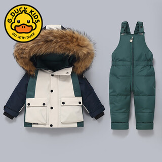 G.duckkids little yellow duck children's down jacket protection set 2025 winter baby thickened overalls boys and girls winter clothing two-piece set green 80 cm