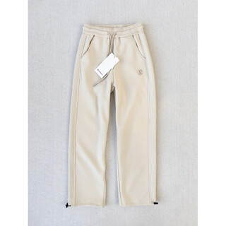 Lulu 25th autumn and winter style windproof pants for men and women, soft and waxy, skin-friendly, warm and cold-proof, slimming, thick composite velvet scimitar pants, off-white l 4