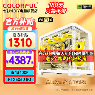 Colorful computer i5 13400f/rtx5060ti 4060ti chicken eternal live broadcast designer rtx5070 e-sports gaming desktop computer host diy assembly complete machine with four丨i5 13400f丨rtx5060 8g