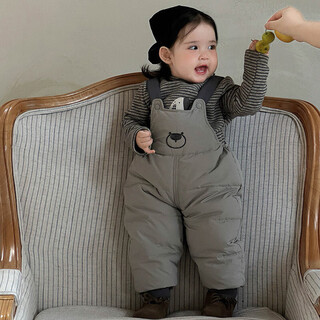 Aigechen children's down pants, boys' baby down overalls, new winter thickened jumpsuit 90 white duck down infants, gray yq3172, one size fits all 73cm