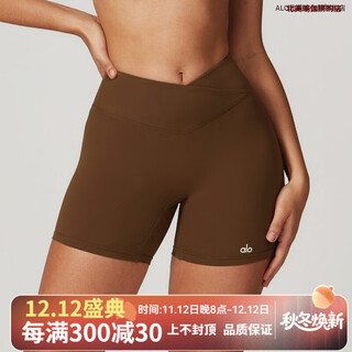 Alo yoga elastic tight yoga shorts women's pilates fitness sports three-point pants high waist hip peach pants light coffee m