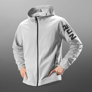 Li ning li ning sports windproof jacket men's autumn quick-drying hooded windbreaker single-layer thin training outdoor running and cycling clothing light gray windproof_proof light rain m_(100-120jin jin equals 0.5 kg)