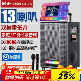 金正(NINTAUS)家庭ktv音响套装广场舞视频音响带显示屏卡拉ok点歌机直播功放一体机户外蓝牙便携音箱 【全新升级】1320G内存+13喇叭+18吋屏