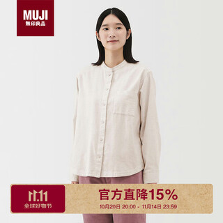Muji women's flannel stand collar shirt ivory m