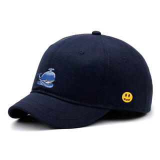 Drewseew smiling street casual versatile fashion baseball cap sun protection unisex couple student warm casual light luxury hat navy blue adjustable