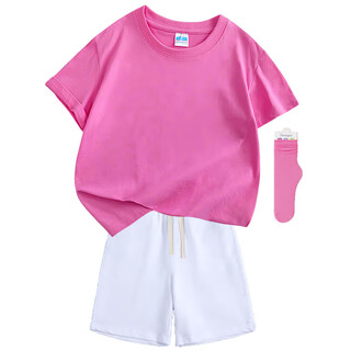 采购产品儿童彩色t恤小学生表演服运动会班服幼儿园糖果色 杜鹃花色+袜子短裤 100 cm[高90/20斤以b