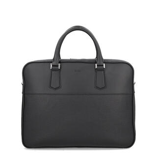 Boss men's briefcase, large capacity, portable, lightweight, scratch-resistant, wear-resistant, black leather material, textured surface, black tu