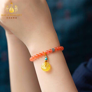 Bailuoqi liangshan cherry red south red agate single circle buddha bead bracelet wenwan beeswax peace buckle women's bracelet south red beads 6mm