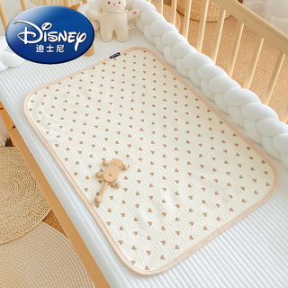 Disney (disney) baby diaper pad, waterproof, washable and breathable, newborn baby pure cotton gauze sheet, large size mattress care pad, wrinkled cotton gauze diaper pad, cream color-careful 50x70cm
