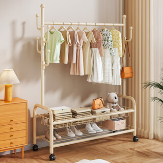 Yaoying coat and hat rack floor-standing vertical bedroom balcony clothes drying rack storage clothes rack yj13 white double layer 60cm