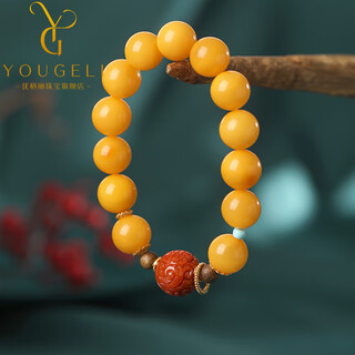 Yogurt natural chicken fat yellow beeswax bracelet round bead single circle southern red green pine agarwood bracelet beads 8mm