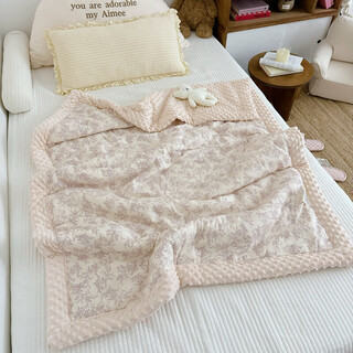 Baby double-layer gauze soothing beanie blanket in summer korean style cute baby nap autumn and winter air-conditioned quilt luqiu-four seasons quilted 110*150cm