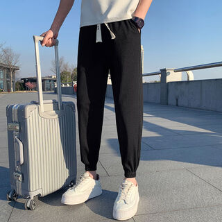 White sweatpants men's spring and autumn sports pants leggings men's pants 2024 new harem pants plus velvet nine-point casual pants black regular style high quality s s size recommended 85jin jin is equal to 0.5 kg