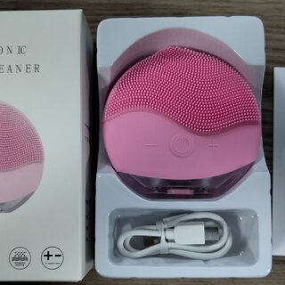 Zhong zhanggui ultrasonic facial cleanser silicone rechargeable household facial cleanser men's and women's pore cleaning brush household vibrating facial cleanser pink rechargeable model