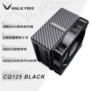瓦尔基里（VALKYRIE）CQ125 BLACK VK CPU风冷散热器 逆重力六热管直触 12CM风扇 支持LGA1700/1851 AM5