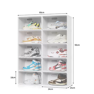 Yusenyi space hard plastic dustproof shoe box province zhengpu shoe cabinet yak transparent shoe rack multi-layer foyer entrance brand model 3 side opening large size 46 size white 10 pack 0 0x0x0cm