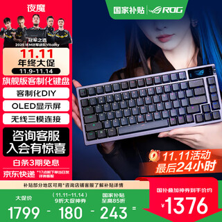 ROG夜魔 机械键盘 无线/蓝牙三模游戏键盘 RGB热插拔客制化Gasket结构OLED屏键盘 【国家补贴】暗夜黑 雪武白轴