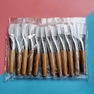 Camphor tree long wooden handle facial mask brush soft bristle brush for applying volcanic mud mask and sweeping mud mask beauty special spa brush wooden handle brush (short thick handle) 12 pieces