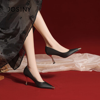 Zhuo shini wedding shoes high-heeled women's 2025 spring and autumn new style stiletto single shoes women's pointed toe french professional women's shoes black 34