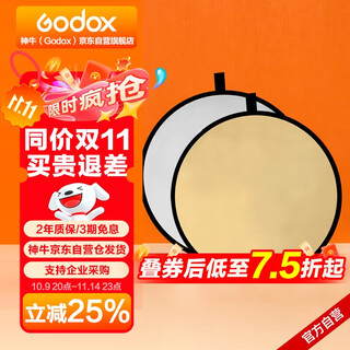 Godox 2-in-1 60cm reflective plate, gold and silver fill light plate, folding light barrier, soft light plate, outdoor sun visor, portrait document reflector, portable light fill plate, 60cm