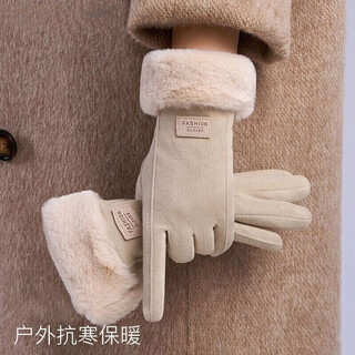 Beco cotton winter women's german velvet warm gloves plus velvet autumn and winter driving and cycling gloves touch screen fashion thickened coldproof gloves wool style - off-white 20 one size