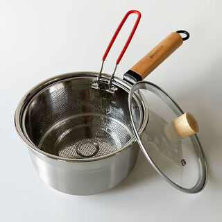 Xman stock deep fryer with frying basket small plus height soup pot cooking pot drain pot 304 stainless steel 1 inch multi-function fryer 18cm