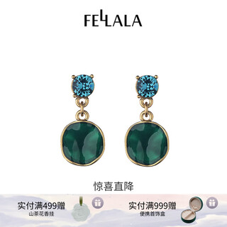 Fellala (fallala) green light series hand-painted colorful crystal enamel earrings women's retro lotus leaf earrings, same style in shopping malls, same style in shopping malls