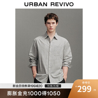 Ur2025 new autumn men's retro casual plaid cotton long-sleeved cardigan shirt umf250083 blue plaid s