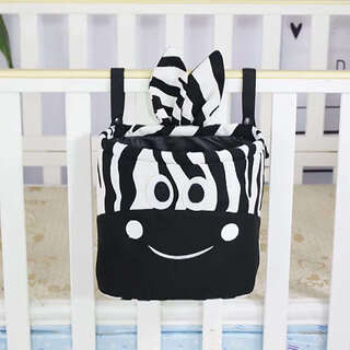 Yusenyi bed fence cute hanging storage bag thickened diaper hanging pocket diaper diaper bag black and white zebra suitable for cross bars with a circumference of less than 23 26x13x23cm