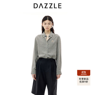 Dazzle long-sleeved shirt 2025 winter new green wool plaid shirt women's top green m