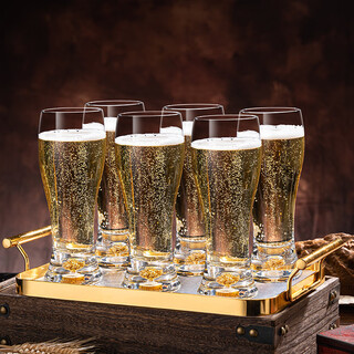 Craft beer mug for home living room set personalized crystal glass draft beer mug for commercial bar ktv2025 new style gold foil classic model number 500ml 6 pieces + metal tray