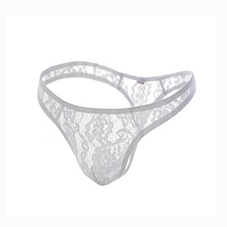 European and american men's lace thong sexy underwear sexy underwear transparent men's t-pants white s