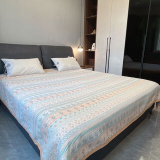 Wide-edged class a six-layer cotton gauze soft mat baby pillowcase machine washable double-sided pure cotton gauze soft mat 240*250cm retracted 220*230cm wide-edged pastoral rabbit single bed cover