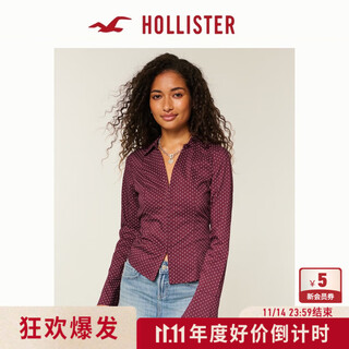Hollister25 new autumn and winter y2k hot girl polka dot lace up poplin bell sleeve shirt women's 340-5490 red polka dot l (165/96a)