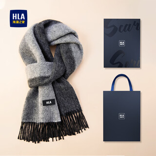 Heilan house men's scarf 2025 new pure wool warm and cold-proof gift versatile gift box for boyfriend for christmas and new year style 1 - sky gray one size