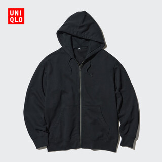 Uniqlo men's and women's hooded zipper sports cardigan long-sleeved sweatshirt jacket gray jacket casual 475380 09 black l /175/100a