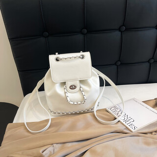 Western-style niche silver women's backpack 2025 new mini versatile backpack student travel bag beige