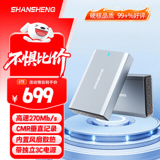 闪昇企业级移动硬盘6TB大容量3.5英寸P36桌面存储Type-C高速硬盘内置风扇散热电脑外置硬盘PHDD
